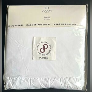 🎁Docofil White Made in Portugal Sheet Set - Queen Size - 100% Cotton - White